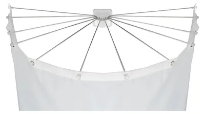 Zdjęcie produktu dla Uchwyt na zasłonę prysznicową - Stal nierdzewna - 12 ramion - 96 x 10,5 x 72 cm - Biały