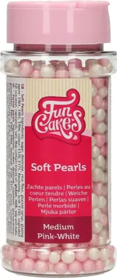 Produktbild von FunCakes Soft Pearls Medium  Rosa / Weiß 60 g