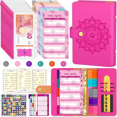 Productafbeelding van Budgetplanner Set - Financiële Planner - Geld Beheren - Hoogwaardig Kunstleder - A6 Formaat - Rood
