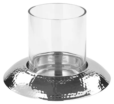Produktbild von FINK Windlicht NAPA - Kerzenhalter aus mundgeblasenem Glas, Aluminium vernickelt, silberfarben, H 24 cm, Ø 27,5 cm