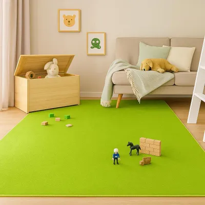 Produktbild von Velours Kinderteppich Joy Kids Grasgrün, Größe:400x500 cm