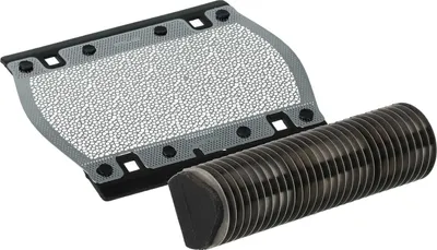 Produktbild von vhbw 1x Klingenblock, 1x Scherblatt kompatibel mit Braun 550, 555, 5609, 5607, 575, 5608, BS550, 5604, 570, BS555 Rasierer - Kombipack Schwarz Silber