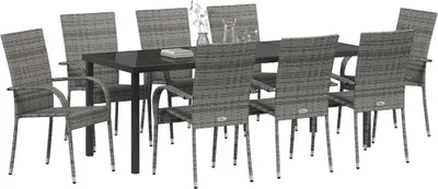 Image de Ensemble de salle à manger pour jardin 5 pcs Gris