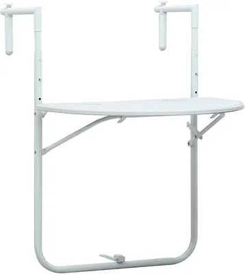 Produktbild von Balkon-Hängetisch Weiß 60x64x83,5 cm Kunststoff Rattan-Optik Gartentisch Balkontisch Esstisch, Outdoor Tisch Partytisch für Garten Terrasse Balkon