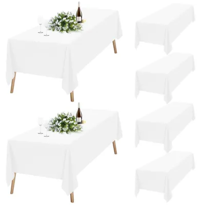 Obrázek produktu pro Bílá obdélníková ubrus, polyester, 153 x 260 cm, 6 kusů, lze prát