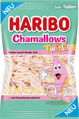 Image de Haribo Chamallows Twirlies morceaux de sucre en mousse saveur vanille 200g