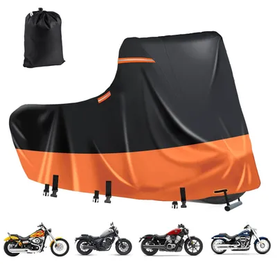 Immagine prodotto di Copertura impermeabile per motociclette, con prese d'aria, colore nero-arancione