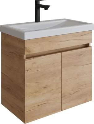 Produktbild von Planetmöbel Waschtischunterschrank 63cm mit Doppeltür Gold Eiche
