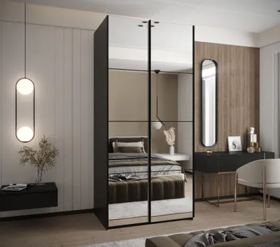 Produktbild von Zweitüriger Kleiderschrank SAMARA 2 - 110 cm, schwarz/schwarz