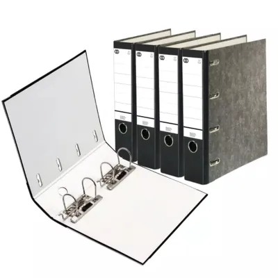 Produktbild von 5 x Doppelordner DIN A4 Soennecken 3306 Bankordner 2 x A5 Quer 75mm Wolkenmarmor