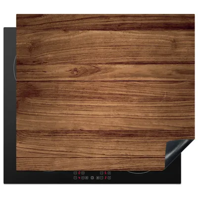 Obrázok produktu pre KitchenYeah® Kryt varnej dosky vzhľad dreva - hnedý, 59x52cm, kuchynská dekorácia, keramický kryt varnej dosky, krycia doska na varnú dosku