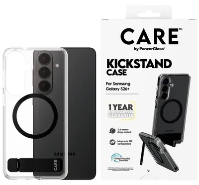 Produktbild von PanzerGlass CARE™ by ® Kickstand Case Transparent m. Qi Samsung Galaxy S26+, Cover, Samsung, Samsung - Galaxy S26+, Transparent