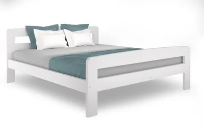 Obrázek produktu pro Dřevěná postel dvoulůžko bílý lamelový rošt rám postele MDF matrace studená pěna kapsy, matrace: s matrací studená pěna, model: 160x200cm