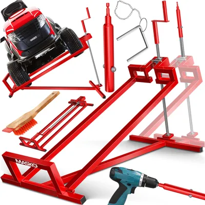 Produktbild von MASKO® XXL Rasentraktorheber 450kg Hebevorrichtung für Aufsitzmäher mit Adapter inkl. Bürste