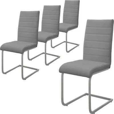 Produktbild von ML-Design 4er Set Esszimmerstuhl mit Rückenlehne, Grau, aus Kunstleder