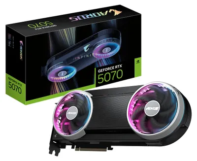Produktbild von GIGABYTE AORUS GeForce RTX 5070 INFINITY 12G Grafikkarte, GeForce RTX 5070, 12 GB, GDDR7, 192 Bit, 7680 x 4320 Pixel, PCI Express x16 5.0