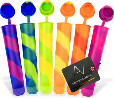 Obrázok produktu pre AVANA Opakovane použiteľné silikónové formy na ľad 6 kusov foriem na ľadové lízanky Ice Pop Maker Vodné ľadové lízanky Farebné - bez BPA