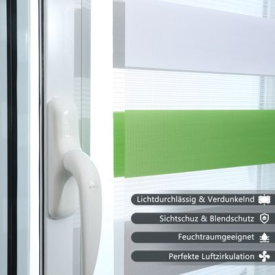  Grandekor Doppelrollo Grün-grau-weiß 50x130cm(BxH),Rollos für  Fenster und Tür Lichtdurchlässig & Verdunkelnd, Duo Rollos Fenster Rollos  für Innen Klemmrollo Sonnenschutz