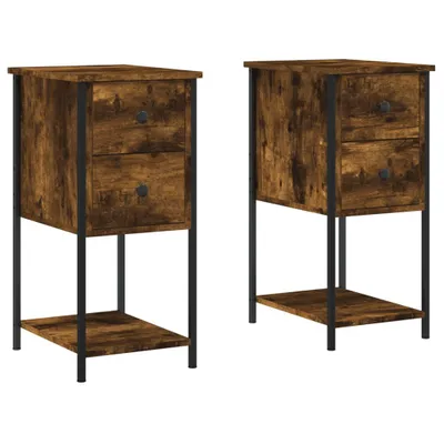 Produktbild von "SALE 2026"Nachttisch 2er Set, für Schlafzimmer - elegantes Design - Nachtkommode - Räuchereiche 32x42x70cm Holzwerkstoff - Nachttische & -schränke DEMöbel604152