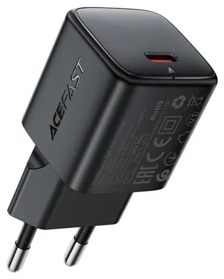 Obrázek produktu pro Acefast – síťová nabíječka A117 (technologie GaN, PD20W, rychlé nabíjení, mini design, 1× USB-C) – černá
