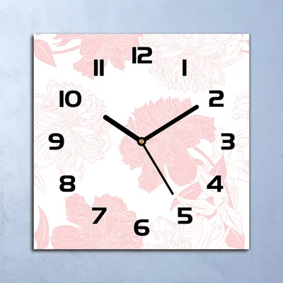 Produktbild von Wanduhr Echt-Glas-Küchenuhr Rosa Blumen Quarz Lautlos 30x30 Deko Bilder