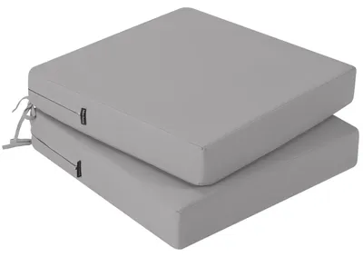 Productafbeelding van Set van 2 tuinstoelkussens, 50 x 50 cm, waterdicht schuim, met banden voor buitengebruik, lichtgrijs