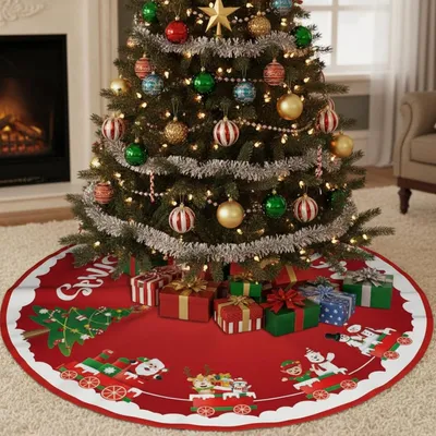 Produktbild von Weihnachtsbaum Decke 90cm Runde Christbaumdecke Tree Skirt Decorations Tannenbaum Teppich Baumdecke Weihnachtsbaum fš¹r Weihnachtsbaum Deko Increase The Festival Atmosphere Christbaumdecke (Schnee)