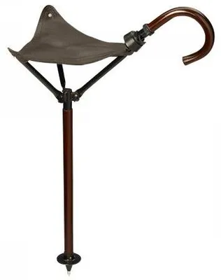 Produktbild von Sitzstock aus Echtleder, 70 cm Sitzhöhe, mit Tellerspitze und Glockenverschluss