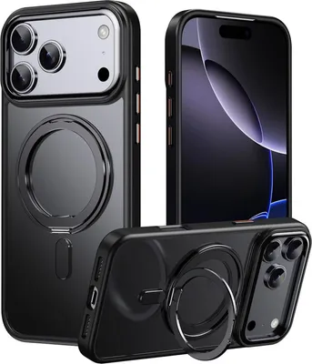 Obrázok produktu pre Pre Apple iPhone 17 Pro Max Frosted Ring MagSafe TPU + PC ochranné puzdro Black