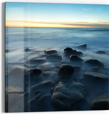 Produktbild von DEQORI Glasbild Echtglas 50x50 cm 'Meeresgeflüster' Wandbild Bild modern Deko