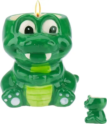 Zdjęcie produktu dla Świeca sojowa waniliowa w ceramicznym słoiku krokodyl, prezent