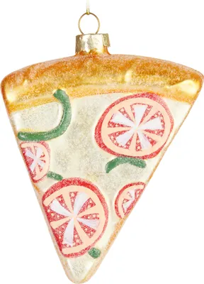 Produktbild von BRUBAKER Pizza Weihnachtskugel aus Glas - Handbemalt - Christbaumschmuck Pizzastück Lustig - Christbaumkugel Figuren Weihnachtsdeko Anhänger