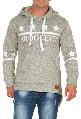 Produktbild von Herren Hoodie Sweatjacke Kapuzenpullover Sweatshirt; Grau S