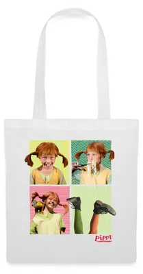 Produktbild von Spreadshirt Pippi Langstrumpf Portraits Von Pippi Stoffbeutel, One size, Weiß