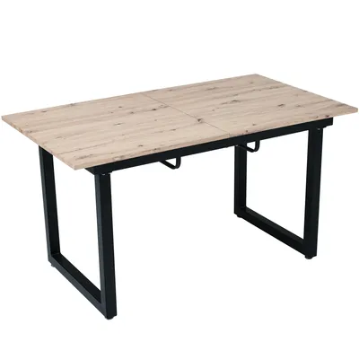 Produktbild von okwish Ausziehbarer Esstisch Klapptische 140/180*80*75 cm, Freizeittisch rechteckiger für Wohnzimmer Industriestil, Eicheoptik+schwarz