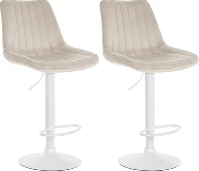 Produktbild von 2er Set Barhocker Toni Samt weiß - creme