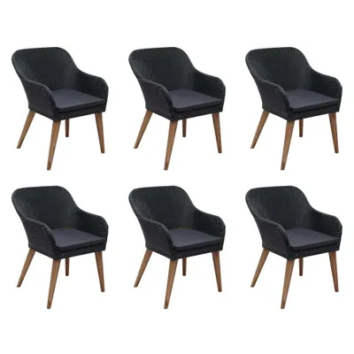 Produktbild von vidaXL 7-tlg. Garten-Essgruppe mit Auflagen Poly Rattan Schwarz