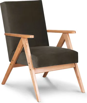 Obrázek produktu pro Konsimo Klasické křeslo v minimalistickém stylu Rám z lakovaného dřeva "NASET", hnědý, látka/masivní dřevo, skandinávský, 60x90x75 cm