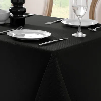 Immagine prodotto di Tovaglia quadrata, 100 x 100 cm, lavabile, in tessuto jacquard, motivo geometrico, colore nero