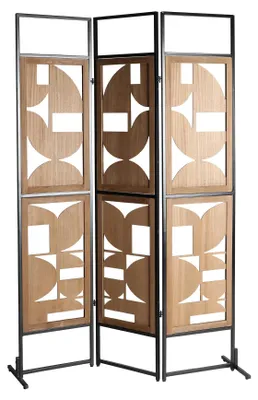 Paravan aus Eisen, braun, 113 x 29 x 170 cm