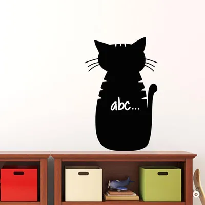 Produktbild von Wandaufkleber mit Tafelmotiv, selbstklebend und abwaschbar – Katzenkarikatur – H 55 x B 35 cm