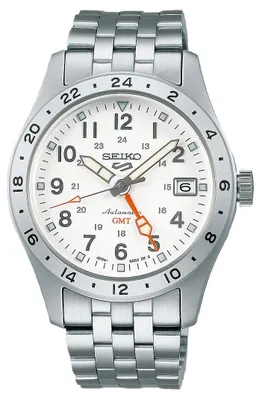 Immagine prodotto di Orologio da uomo, orologio automatico GMT in acciaio inossidabile - Quadrante bianco - Seiko Modello: SSK059K1