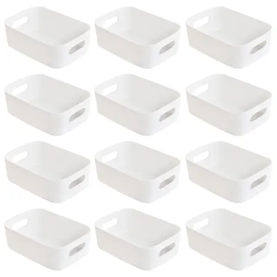 Produktbild von Set mit 12 Aufbewahrungsboxen aus Kunststoff für Haushalt, Küchenspüle, Badezimmer, 15,5 x 11 x 5,5 cm (weiß)