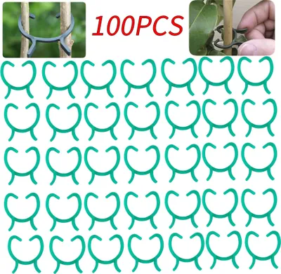Immagine prodotto di 100 clip da giardino per piante, supporti per la coltivazione, grandi pinze per rampicanti, fiori e ortaggi, con anello di fissaggio, 2,8 cm
