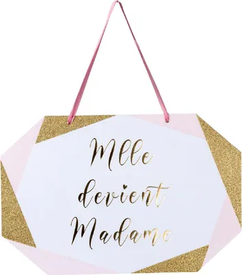 Obrázek produktu pro Štítek Miss to Mrs Karton Růžová Bílá Zlatá 25 x 16,5 cm - Jednotná velikost