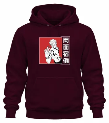 Produktbild von Ryomen Sukuna Jujutsu Kaisen Dämon Manga Anime Ästhetik Hoodie Kapuzenpullover, Burgundy, M
