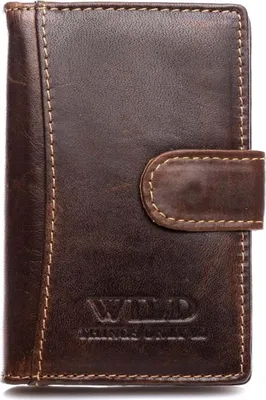 Zdjęcie produktu dla Etui na karty wizytówki męskie skórzane ze skóry naturalnej ciemny brąz