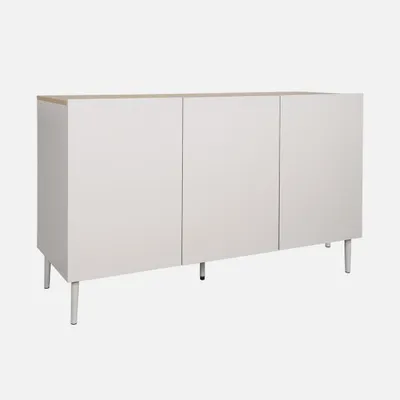 Produktbild von sweeek - Sideboard aus Metall und Holzdekor, 3 Türen, B 120 cm - Beige