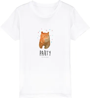 Produktbild von Mr. & Mrs. Panda Kleinkinder T-Shirt Bär Party 12-14 Jahre (152/164) - Weiß - Geschenk, Lustig, Kindershirt, Geburtstagsgeschenk, Mädchen, Teenager, für Kinder, Feiern