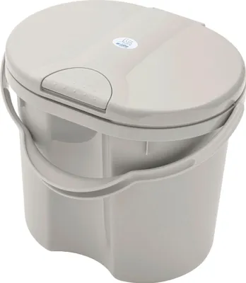 A light gray Rotho Babydesign TILO diaper pail with a lid and handle, shown from a slightly elevated angle against a white background.